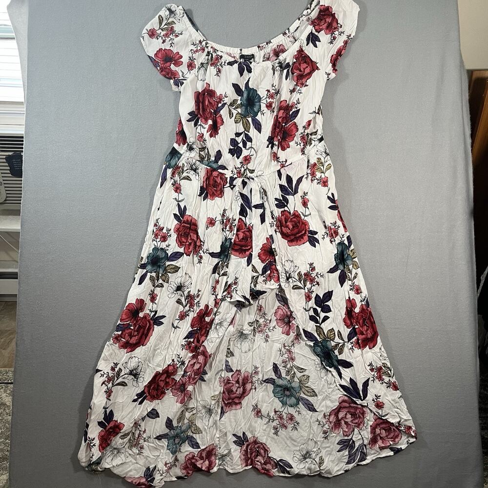 Toxik 3 Floral Romper Open Dress Jumpsuit Size 2X Plus Off Shoulder‎